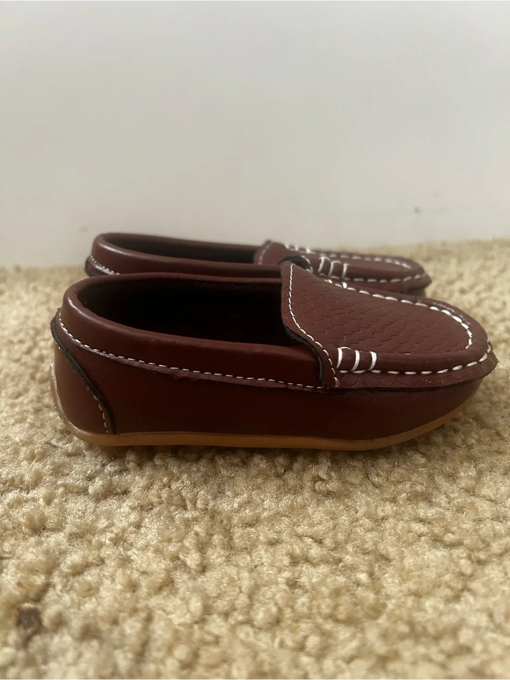 Kids Brown Slip-On Moccasin Loafers - Classic Style
